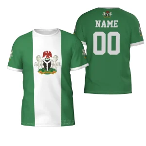 Custom Name Number Nigeria Country Flag 3D T-shirts
