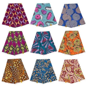 African Real Wax Fabric Cotton Nigeria Style High Quality Ankara Golden Gold Print Wax Pagne