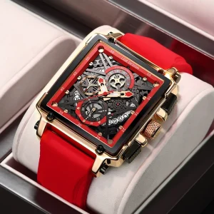 LIGE Men Watches Top Brand Luxury Hollow Square Sport Watch For Men