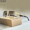 2024 Square Sunglasses Luxury Vintage Designer Rimless