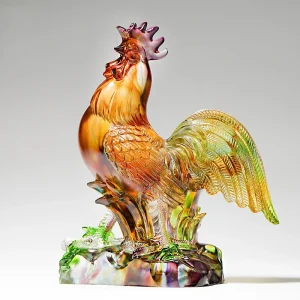 Fashion Crystal Chicken Decoration Colored Glaze Lucky Cock