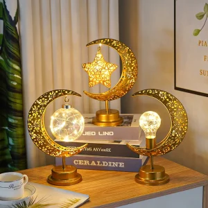 1PSSmall Night , Iron Moon , Round Ball , Muslim Holiday Decoration