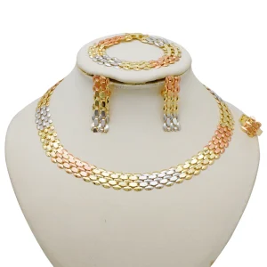 Simple Elegant Gold Color Women Jewelry Sets