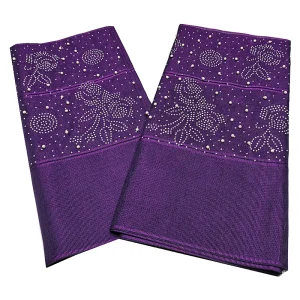 Purple African ASO OKE Headtie Fabric with Beads