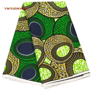 Veritablewax Fan Pattern African Fabric By the Yard Polyester Material