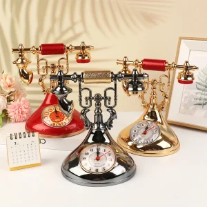 Retro Telephone Model Alarm Clock Creative Timekeeper
