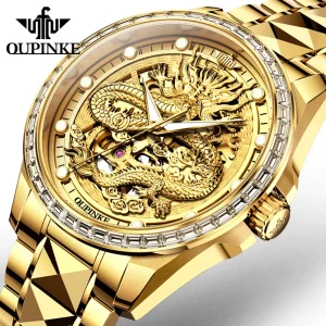 Men’s Automatic Wrist Watches Brand Gold Dragon Diamond Sapphire