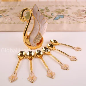 Creative Dinnerware Set Decorative Swan Base Holder with 6 Spoons