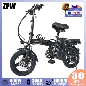 ZPW Ebike K100 400W 48V 30AH Folding Electric bike Adult Fat Tire