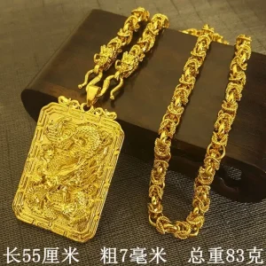 Dragon Brand 999 Real Gold 18K Necklace and Guan Gong Pendant