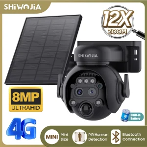 SHIWOJIA 12X Zoom 4G LTE Solar Security Camera 8MP