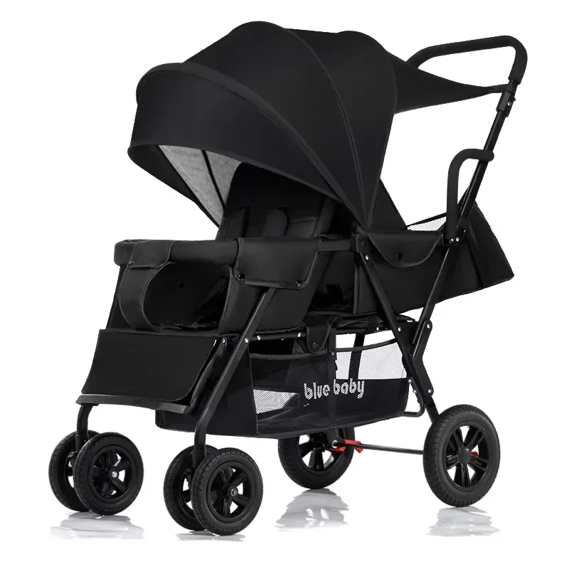 Baby Twin Stroller Removable Rear Seat