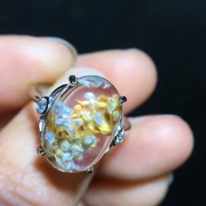 925 sterling silver1-pcs/lot pure natural crystal ring