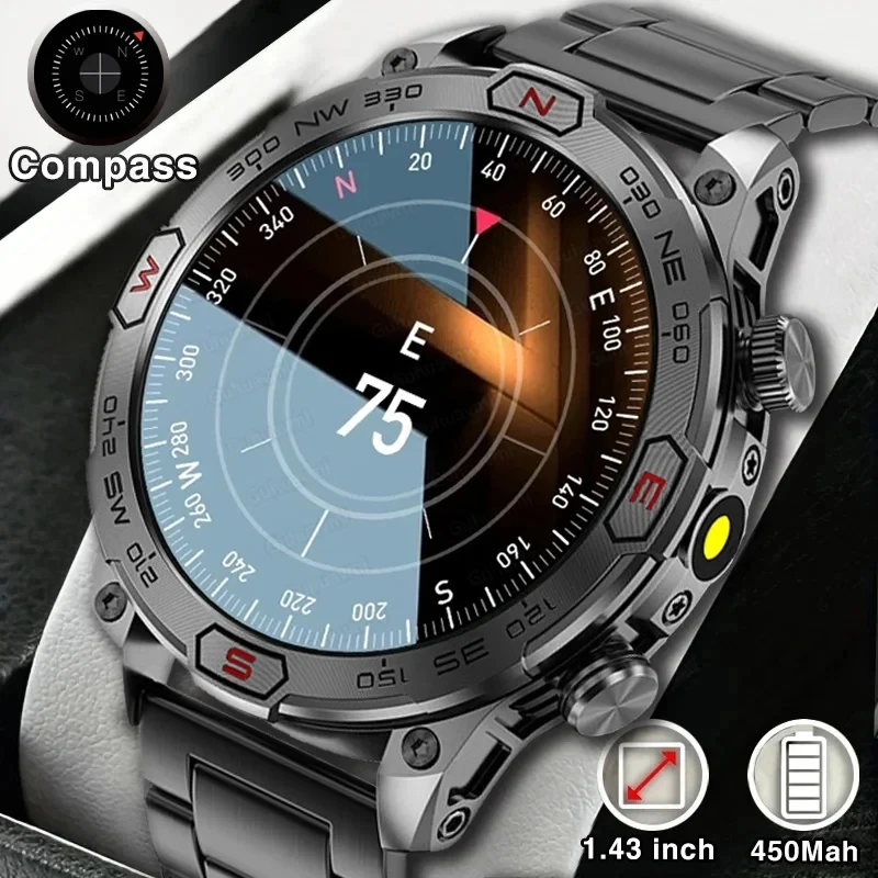 Men's Profesional 1.43'' 466*466 HD AMOLED Screen IP68 Waterproof Bluetooth Call Smartwatch