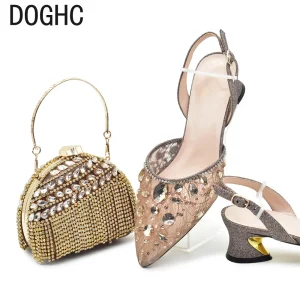 Women Wedding Party Shoes and Bag Set