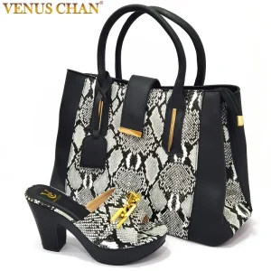 Italian design black and white color block snake pattern Set