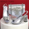 Excellent Sequin Italian Design Party Shoes And Bag Set