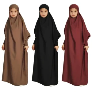 Muslim Eid Kids Hijab Dress Jilbab Abayas