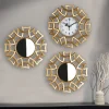 3 Pcs European Elegant Antique Gold Frame Round Creative Vintage Wall Clock