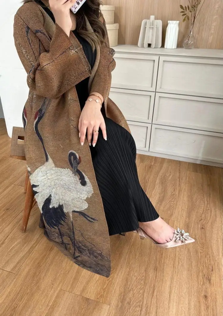 Pleated Vintage Abaya Coat Women