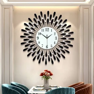 Modern Style Crystal Sun Silent Wall Clock 38X38cm