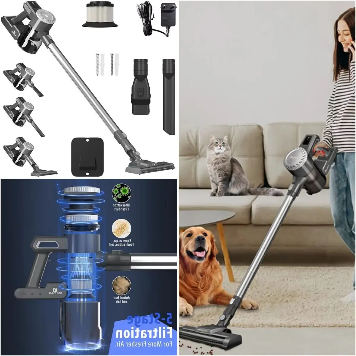 6 in 1 BRIEFNESS Cordless Stick Vacuum Cleaner